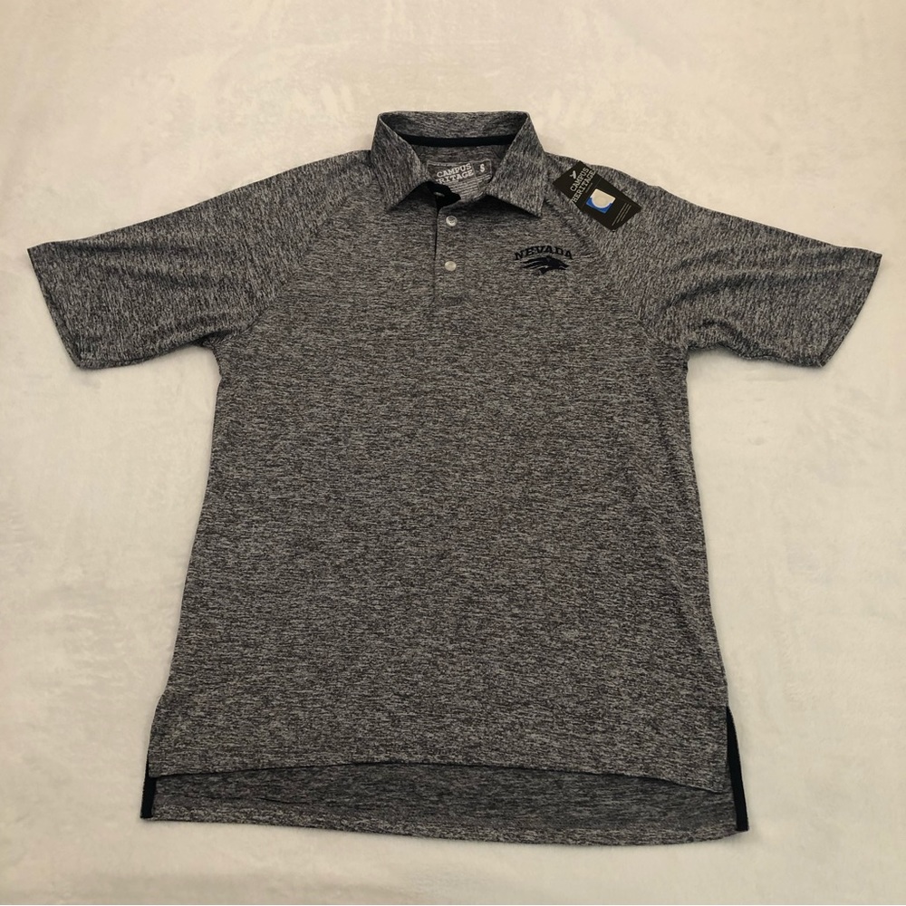 Campus Heritage Nevada Wolf Pack Gray Navy Blue Static Golf Polo Shirt Mens S